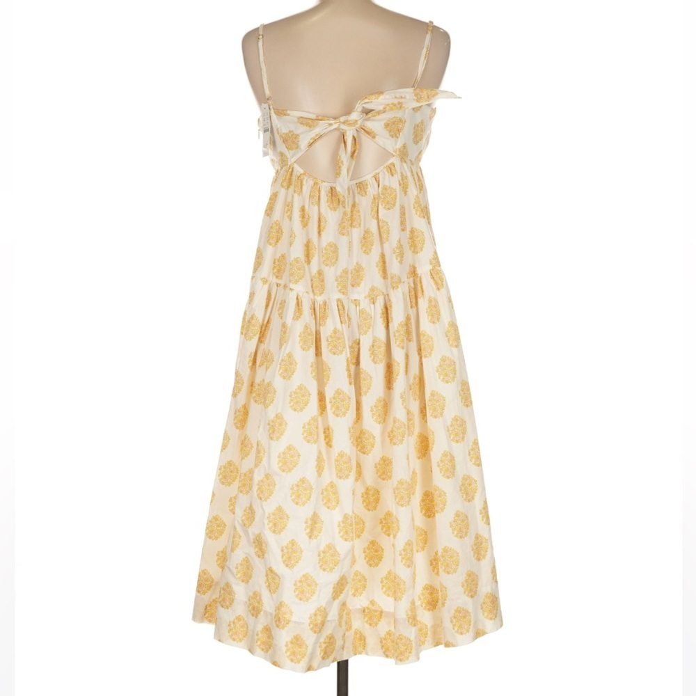 J.Crew Cottagecore Tiered Midi Dress Tie Back Floral Yellow White NWT Size 6 - Picture 6 of 9